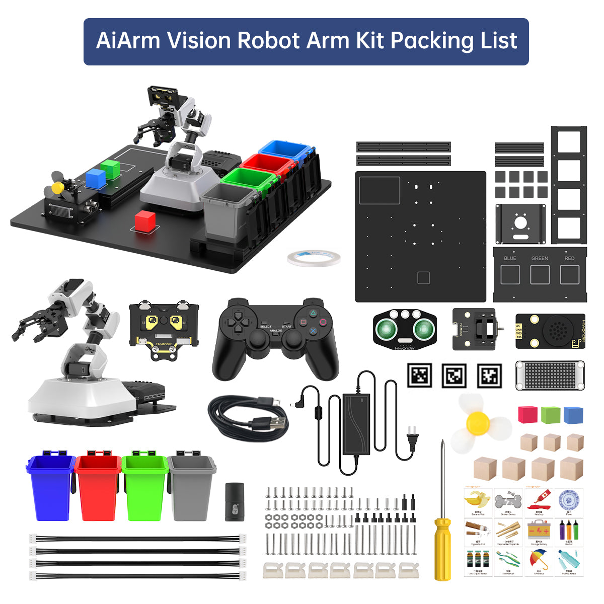 Hiwonder AiArm Vision Robot Arm Kit for Education Demonstration Support Scratch and Python Hiwonder AiArm Vision Robot Arm Kit for Education Demonstration Support Scratch and Python
